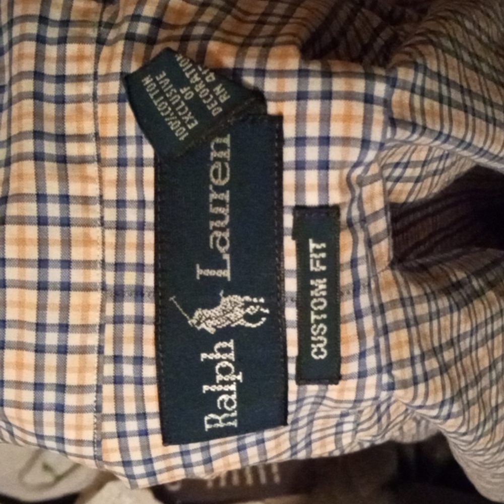 Ralph Lauren Blue label button-down long sleeve light blue and yellow checkerboa